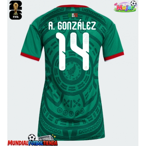 Camiseta México Armando Gonzalez #14 Primera Equipación Replica Mundial 2026 para mujer mangas cortas